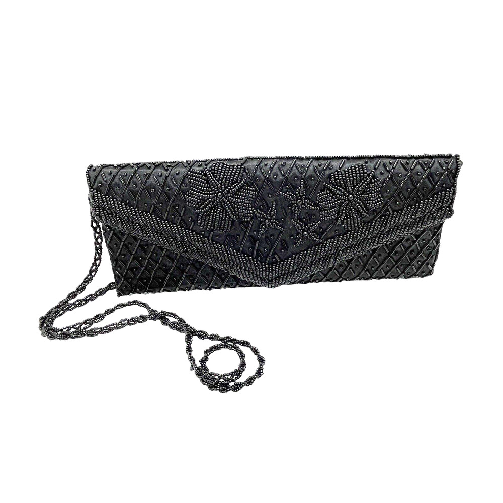 Beaded Clutch Purse Retro Evening Bag Vintage Black Opera Prom Wedding Formal